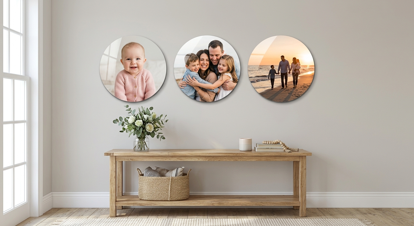 circle collage of family metal prints