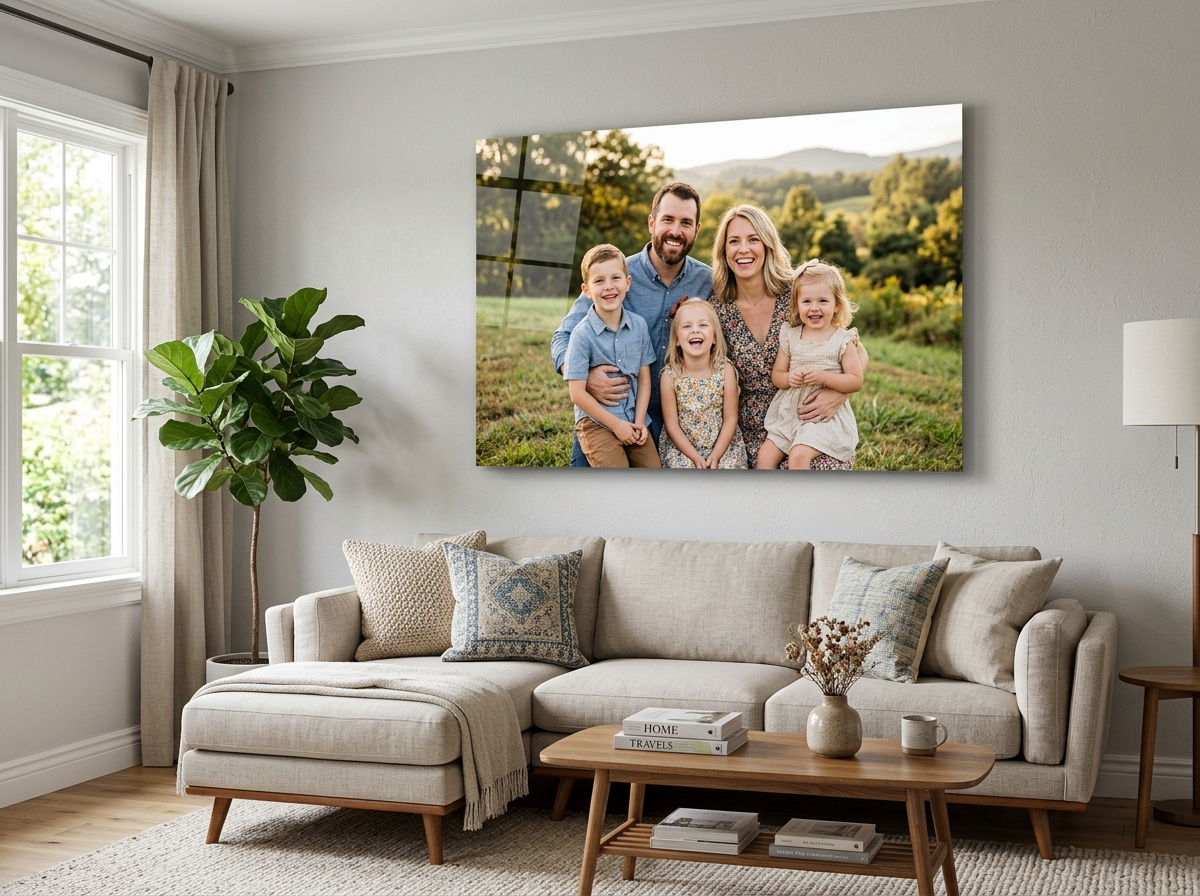 Metal print of a happy family