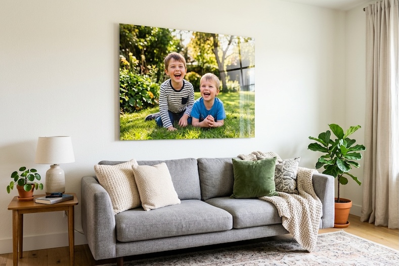 Grandparents and Grandkids young boys metal print