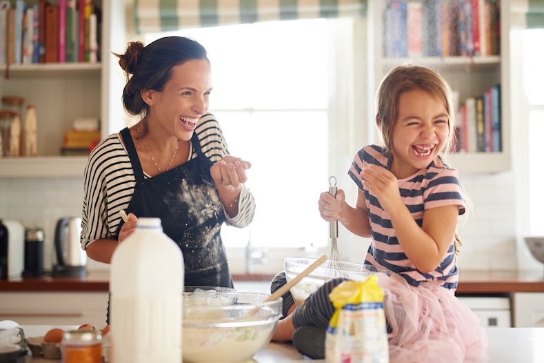 family moments cooking at home