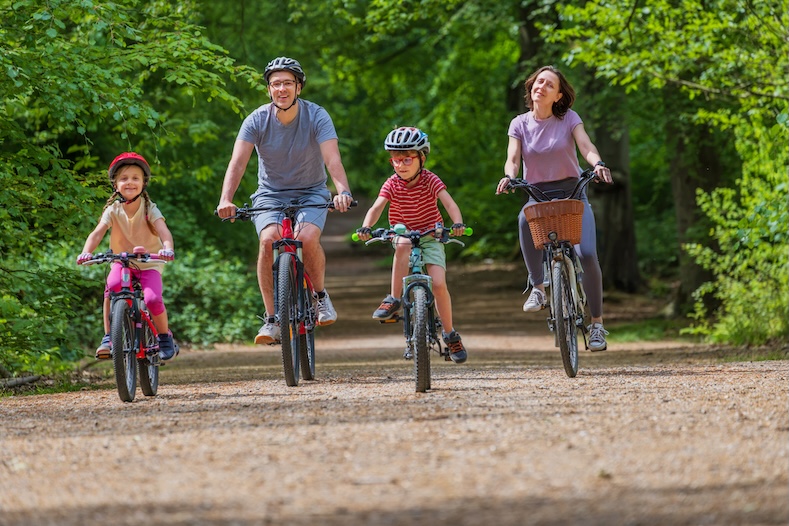 family cycling wall art