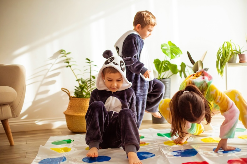 family playing twister wall art