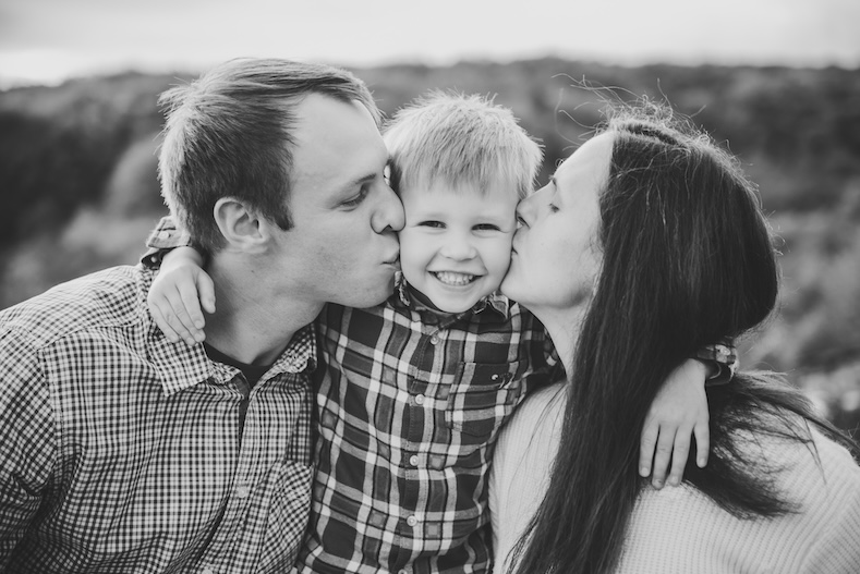 family photo in black and white