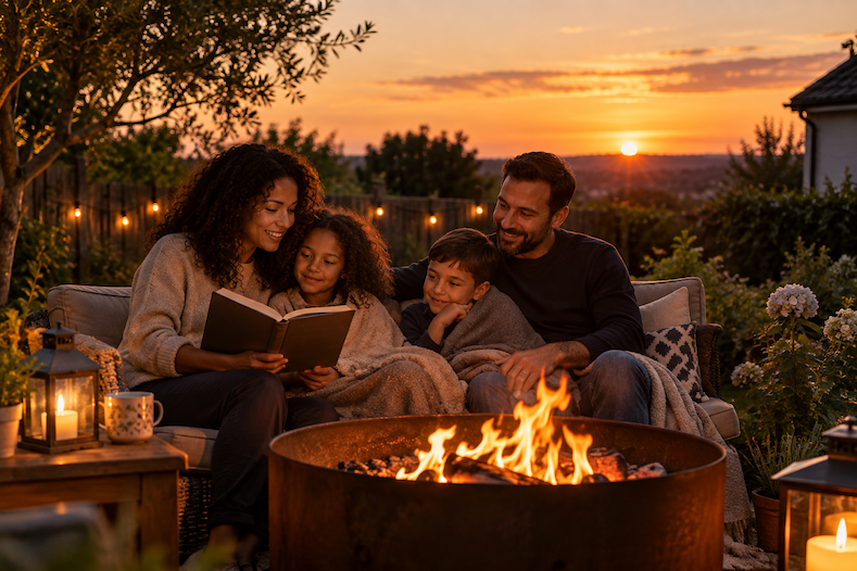lighter evenings family round firepit